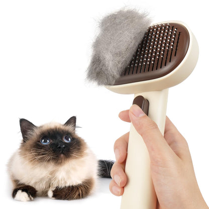 Aumuca Skin Friendly Self-Cleaning Slicker Brush for Dogs & Cats, Gentle Pet Grooming Tool for Shedding & Deshedding, Efficient Hair Remover for Long & Short Haired Pets