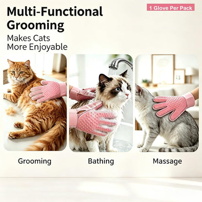 Pet Grooming Glove Double-Sided Deshedding Mitt Dogs & Cats,1 Glove Pink