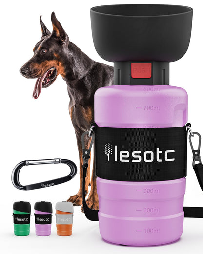 lesotc Dog Water Bottle, Portable Pet Dispenser with Water Bowl, Leak Proof Pet Travel Squeeze Bottle, Puppy Essentials Dog Stuff Accessories for Outdoor Walking, Hiking, Camping