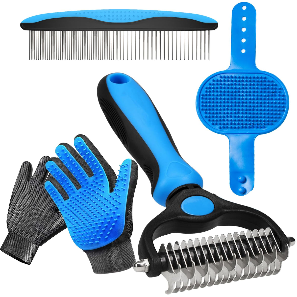 NVNAN Pet Hair Removal Glove for Dogs & Cats, 2-Pack Blue