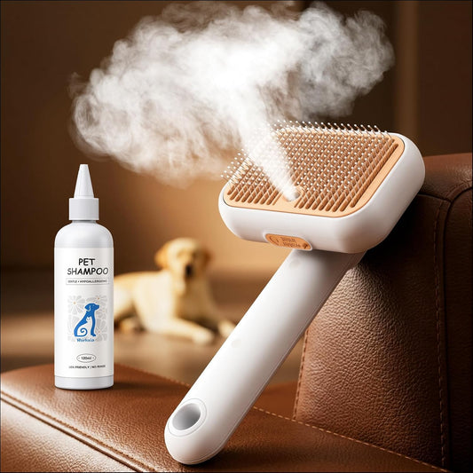 Rorhxia Pet Steam Brush for Dog & Cat, Grooming Slicker Brush for Shedding