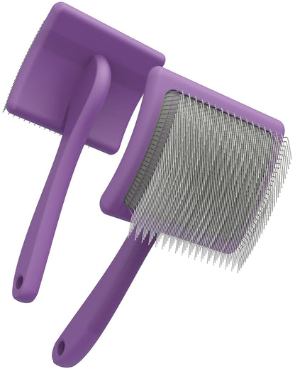 Dog Slicker Brush for Large Dogs, Professional Doodles Brush for Poodles, Goldendoodles and Labradoodles - Easy to Remove Tangles, Mats and Fluff - 3.8"x3.2" Head, 8" Wood Body