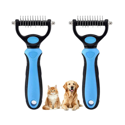 Dematting Comb for Dogs and Cats, Undercoat Rake Pet Brush for Long Hair, Deshedding Dog Brush Removes Tangles Knots and Loose Fur, Grooming Tool for Thick Coats (Blue L)