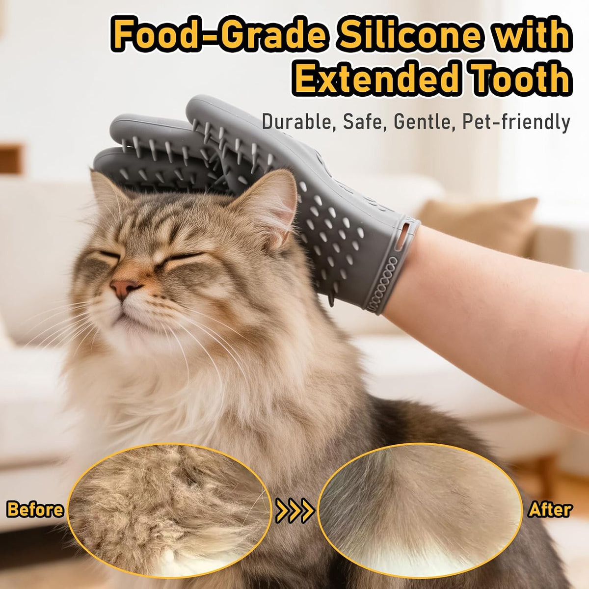 Pet Hair Removal Gloves Grooming 2 Pair Pink & Grey