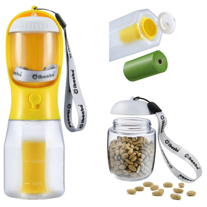 Cibaabo Dog Water Bottle with Food Container & Poop Bag Holder & Filter