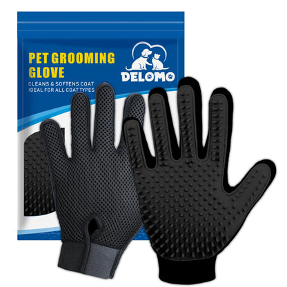 Pet Hair Removal Glove with 255 Silicone Tips for Dogs & Cats, 1 Pair Blue