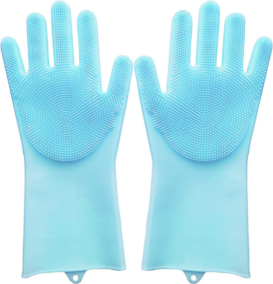 Pet Republique Silicone Bathing Gloves for Dogs, Cats, & Most Animals – Long Sleeve Grooming Glove with Foam Scrubbing Bristles