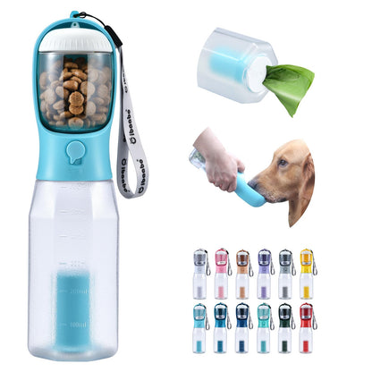 Cibaabo Dog Water Bottle with Food Container & Poop Bag Holder & Filter