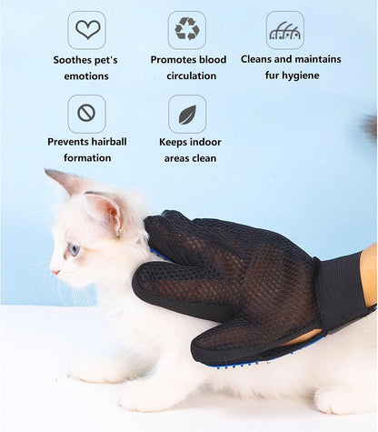 TV Rubber Pet Hair Removal Glove for Dogs & Cats, Right Hand | Silicone Comb Teeth for Cats & Dogs Loose Fur Removal, Massage & Bath with Magic Tape(Red)