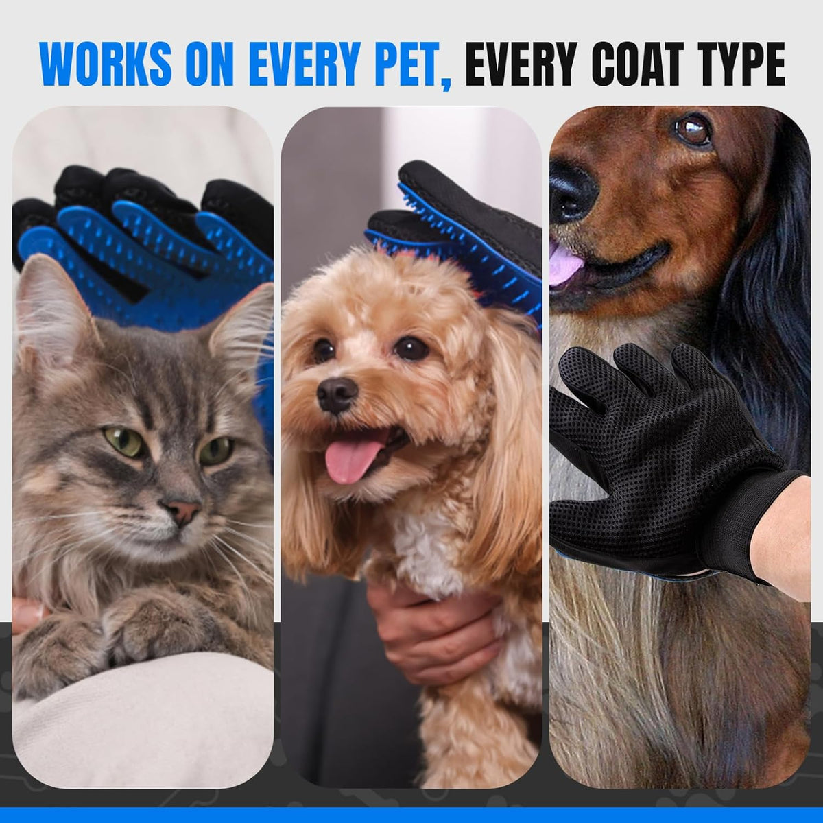 [Upgraded] Pet Hair Removal Glove – Grooming Gloves for Dogs & Cats