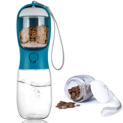 Dog Water Bottle with Food Container, Portable Leak Proof Pet Water Dispenser for Walking Hiking Travel, Puppy Essentials Accessories for Small Large Dogs, Dog Gifts (10oz/15oz/19oz)