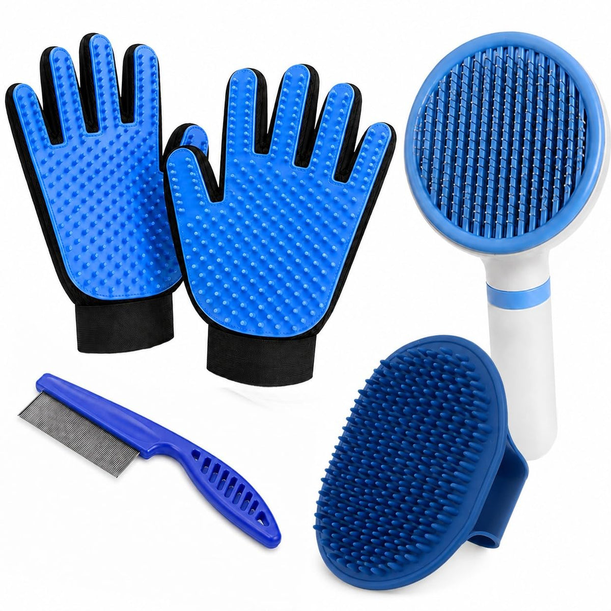 NVNAN Pet Hair Removal Glove for Dogs & Cats, 2-Pack Blue