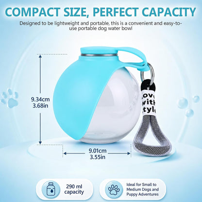2 in 1 Portable Dog Water Bottle Tumbler, 10oz Dog Water Bottle with Silicone Foldable Bowl,for Walking Hiking Small Dog Water Bottle(Pink)
