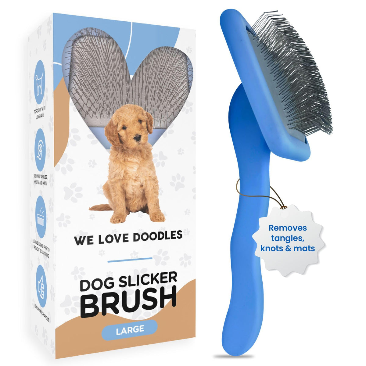 Slicker Brush for Dogs, Pet Grooming Brushes for Doodles & Poodles, Large