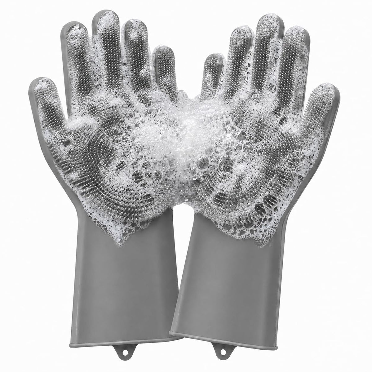 Silicone Dishwashing Gloves with Scrubber Bristles, Food-Grade Cleaning Mitts for Kitchen Dishes, Pet Grooming & Car Wash