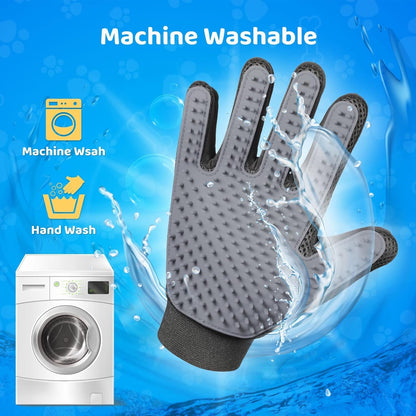 Pet Hair Removal Glove with 255 Silicone Tips for Dogs & Cats, Right Gray