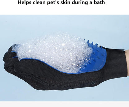 TV Rubber Pet Hair Removal Glove for Dogs & Cats, Right Hand | Silicone Comb Teeth for Cats & Dogs Loose Fur Removal, Massage & Bath with Magic Tape(Red)