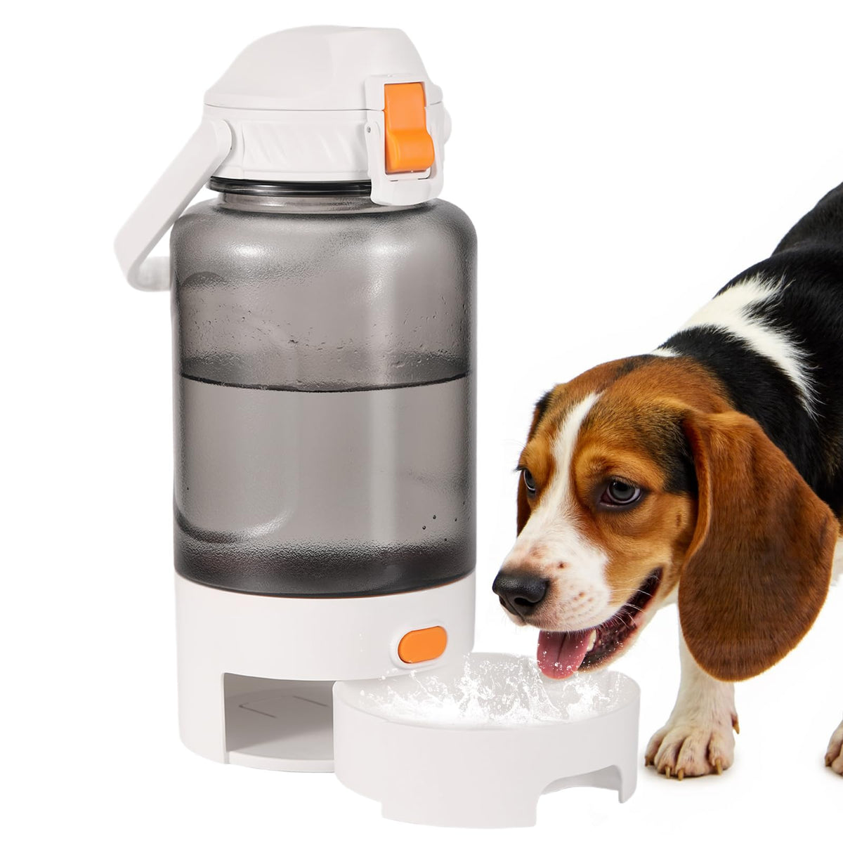 50oz Outdoor Dog Water Bottle - Leakproof Pet & Human Water Dispenser with Handle, Portable for Travel, Hiking, Camping, Beach - Must-Have BPA-Free Gear for Active Dogs (White)