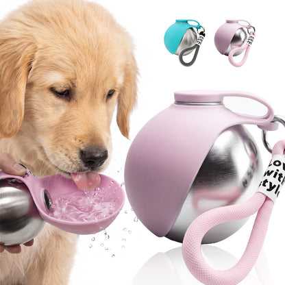Portable Dog Water Bottle with Bowl, 10oz Leak-Proof Stainless Steel Dog Travel Water Bottle, BPA-Free Pet Water Dispenser for Small & Medium Dogs, Walking, Hiking & Outdoor Travel