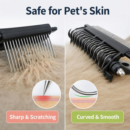 3-in-1 Pet Grooming Tool Dematting Comb Undercoat Rake Deshedding Brush