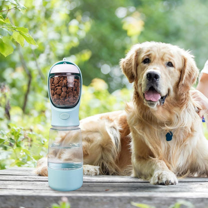 3-in-1 Portable Dog Water Bottle Leak Proof 14oz Blue