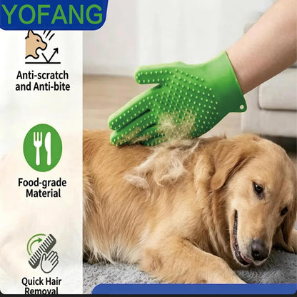 YOFANG Pet Grooming Hair Removal Gloves Bathing-Dry & Wet Use