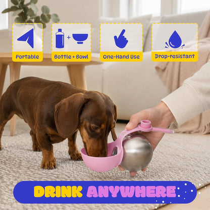 2 Pcs Portable Dog Water Bottle, 10oz Stainless Steel Puppy Water Tumbler