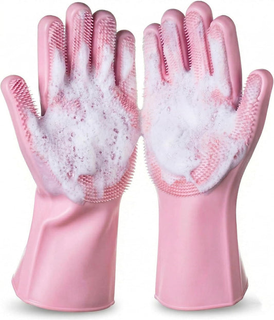 NVNAN Pet Washing Gloves for Dogs and Cats, Pink, Silicone