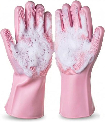 NVNAN Pet Washing Gloves for Dogs and Cats, Pink, Silicone