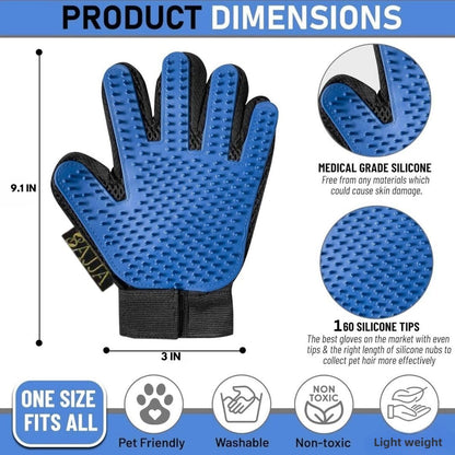 2-in-1 Pet Grooming Gloves 2-Pack – Double-Sided Deshedding & Pet Hair Remover for Dogs & Cats – Gentle Massage Glove – Lint Remover for Furniture & Clothing