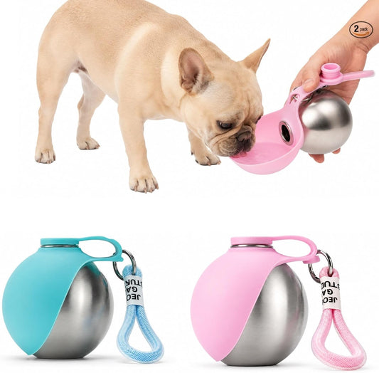 2 Pcs Portable Dog Water Bottle, 10oz Stainless Steel Puppy Water Tumbler