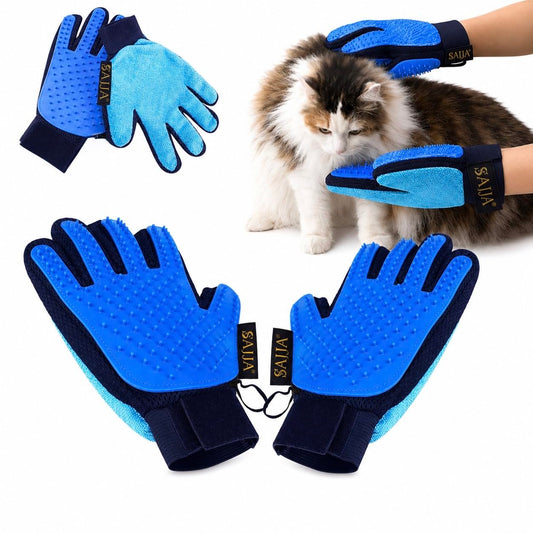 2-in-1 Pet Grooming Gloves 2-Pack – Double-Sided Deshedding & Pet Hair Remover for Dogs & Cats – Gentle Massage Glove – Lint Remover for Furniture & Clothing