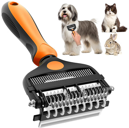 3-in-1 Professional Pet Grooming Brush for Dogs & Cats – Dematting Comb, Undercoat Rake & Deshedding Tool for Long & Short Hair, Heavy Shedding & Matted Fur (Blue)
