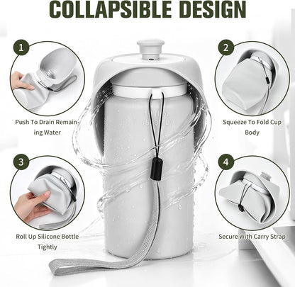 kissleaf Portable Dog Water Bottle, Collapsible, for Walks & Hiking, 550ml