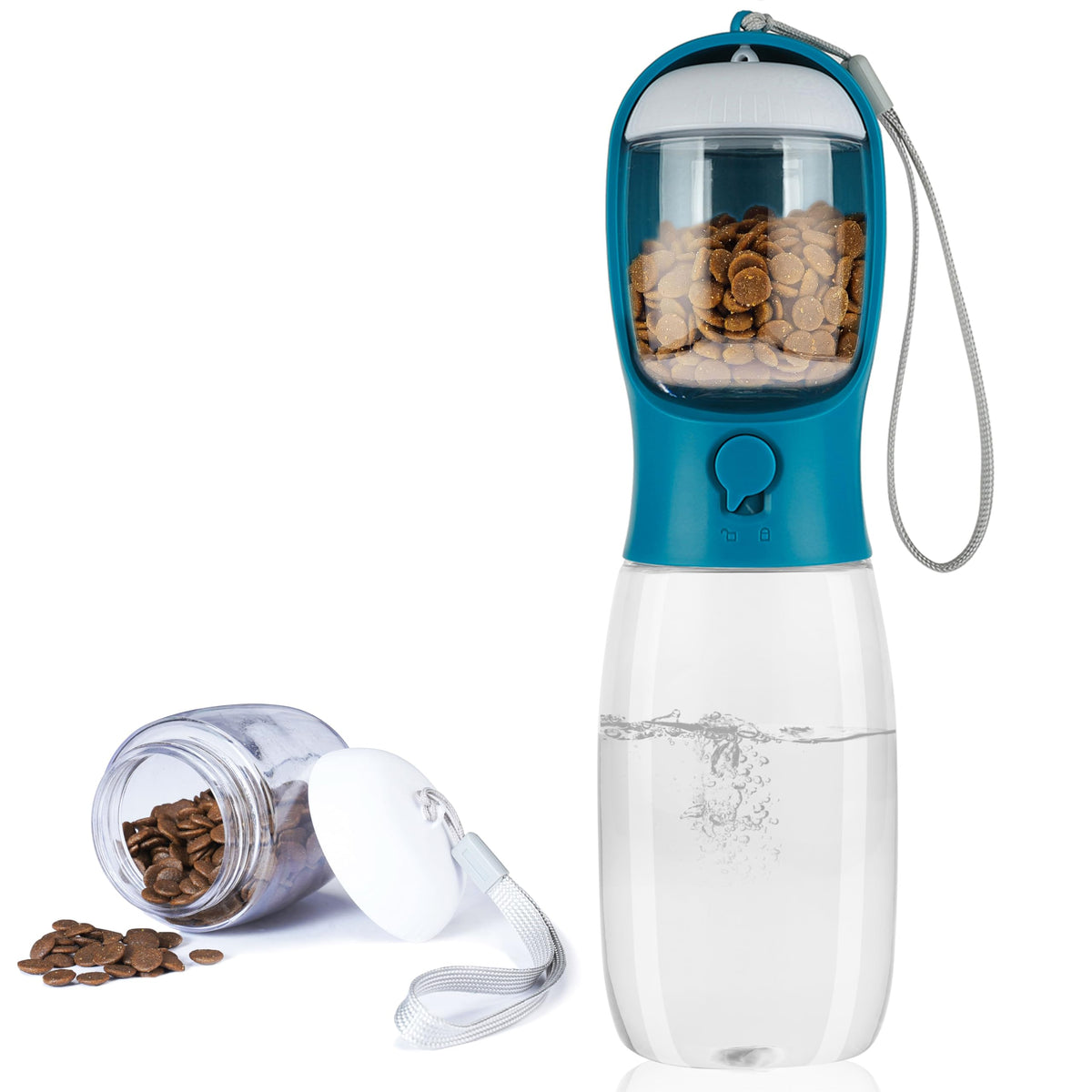 Dog Water Bottle with Food Container, Portable Leak Proof Pet Water Dispenser for Walking Hiking Travel, Puppy Essentials Accessories for Small Large Dogs, Dog Gifts (10oz/15oz/19oz)