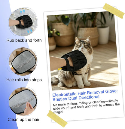 3 Pack Pet Hair Removal Tools for Dog & Cat Five-Finger Hair Remover Gloves
