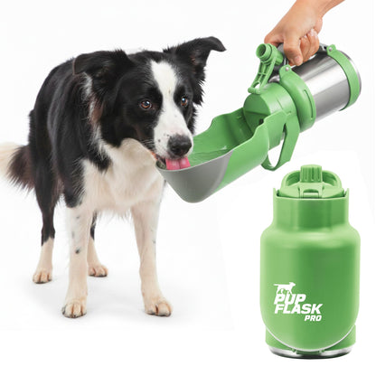 PupFlask Pro Portable Insulated Dog Water Bottle, Stainless Steel Bowl