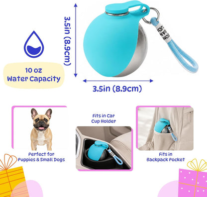 2 Pcs Portable Dog Water Bottle, 10oz Stainless Steel Puppy Water Tumbler