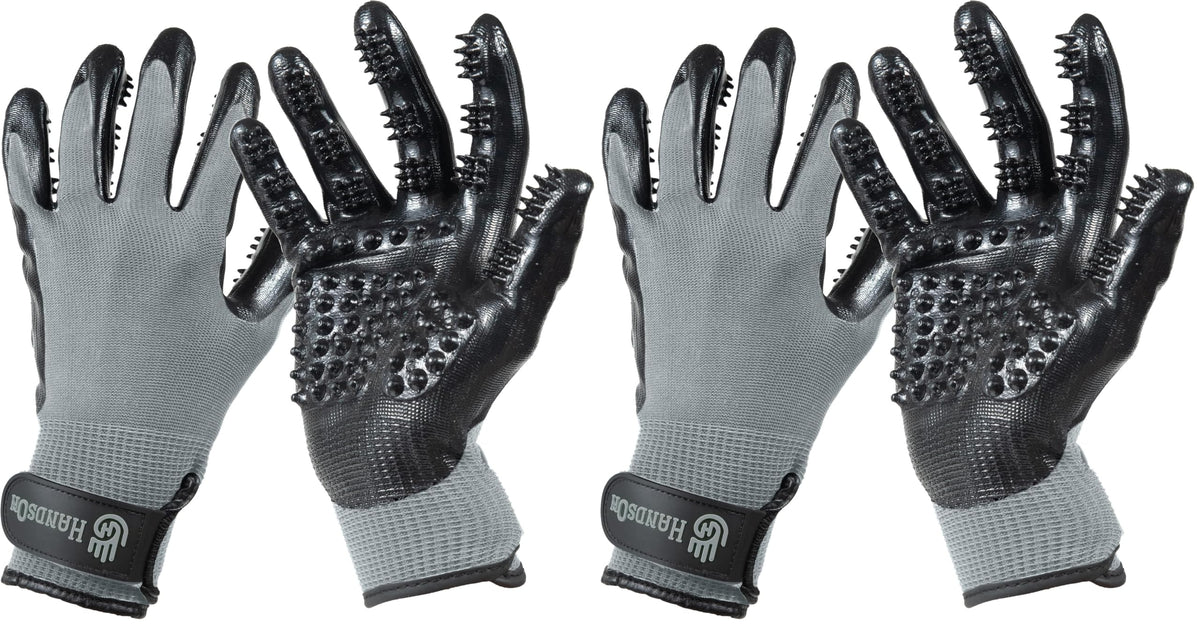 H HANDSON Pet Grooming Gloves - Patented #1 Ranked, Award Winning Shedding, Bathing, & Hair Remover Gloves - Gentle Brush for Cats, Dogs, and Horses (Grey, Small)