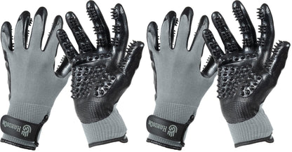 H HANDSON Pet Grooming Gloves - Patented #1 Ranked, Award Winning Shedding, Bathing, & Hair Remover Gloves - Gentle Brush for Cats, Dogs, and Horses (Grey, Small)