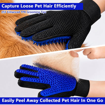 Pet Hair Removal Glove with Silicone Tips for Cat&Dog,1Pair,Blue