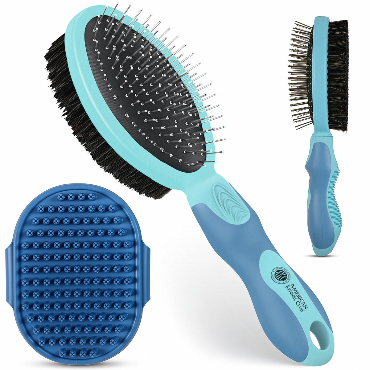 AKC 2-in-1 Grooming Brush for Dogs & Cats, Deshedding & Detangling
