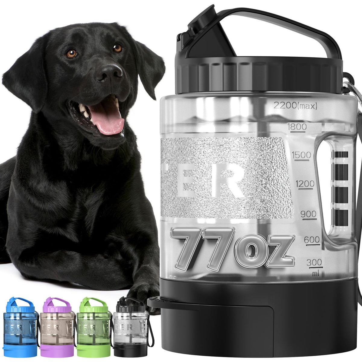 lesotc Dog Water Bottle, Portable Water Dispenser with Bowl, Leak Proof Pet Travel Squeeze Bottle, Puppy Essentials Dog Stuff Accessories for Outdoor Walking, Hiking, Camping