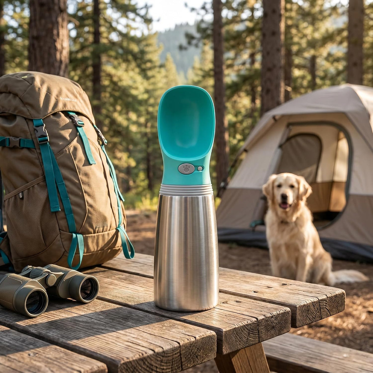 Dog Water Bottle, 23.67 oz Portable Stainless Steel Pet Water Dispenser