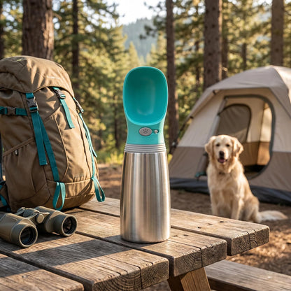 Dog Water Bottle, 23.67 oz Portable Stainless Steel Pet Water Dispenser