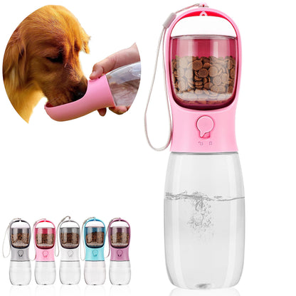 Dog Water Bottle with Food Container, Portable Leak Proof Pet Water Dispenser for Walking Hiking Travel, Puppy Essentials Accessories for Small Large Dogs, Dog Gifts (10oz/15oz/19oz)