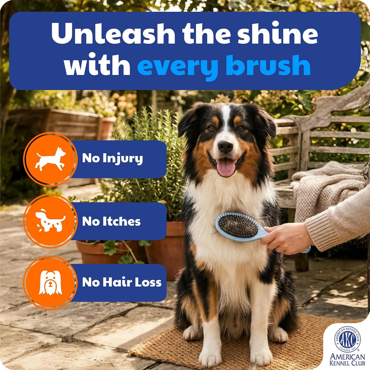 AKC 2-in-1 Grooming Brush for Dogs & Cats, Deshedding & Detangling
