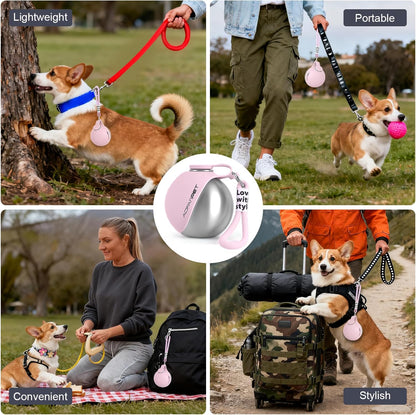 Portable Dog Water Bottle 10oz Stainless Steel Travel Bowl