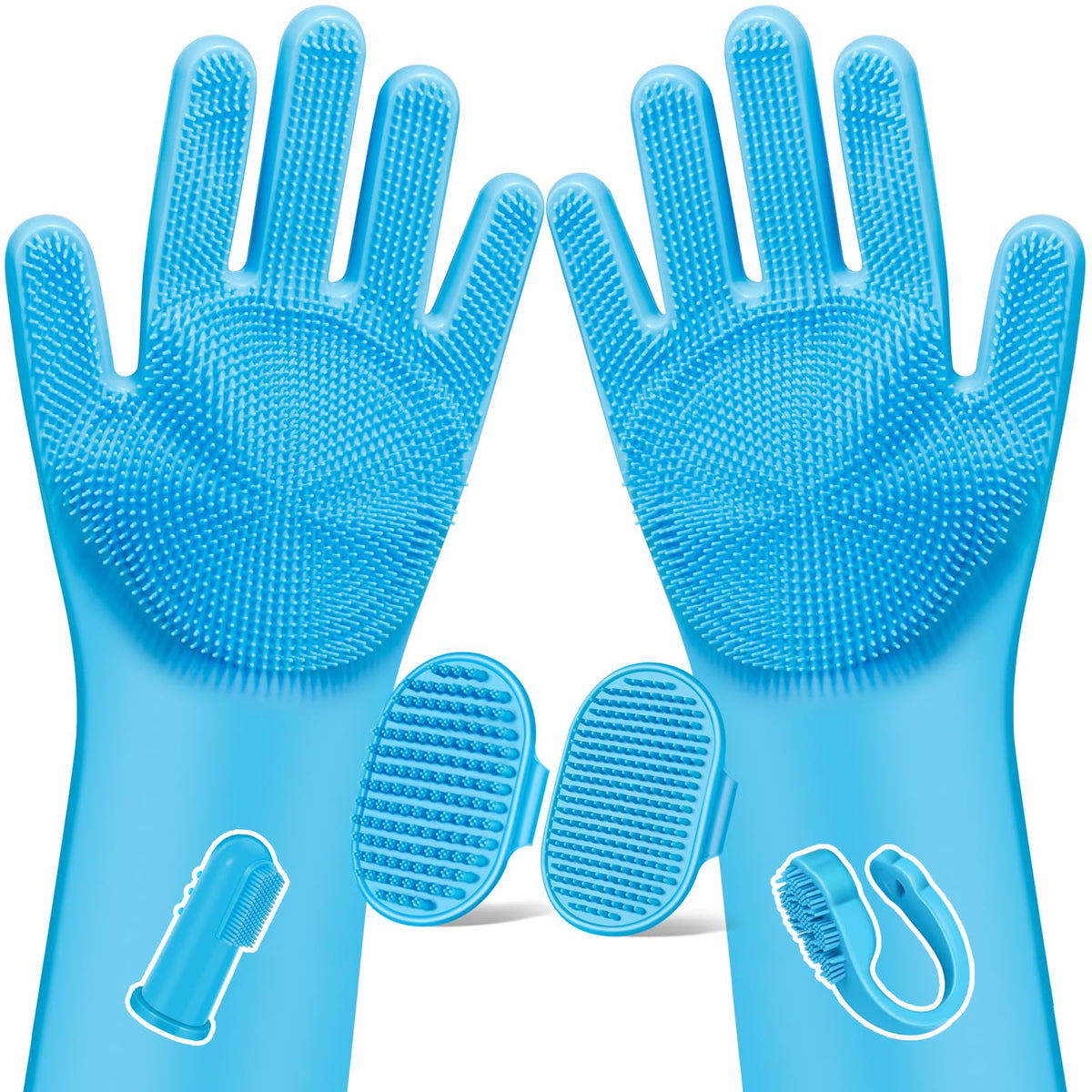 6PCS Grooming & Bath Supplies for Dogs, Cats | Dog Washing Gloves | Dog Bath Brush | Dog Shower Brush | Pet Grooming Gloves | Dog Grooming kit | Pet Supplies for Showerhead & Sprayer (Navy Blue)