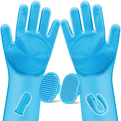 6PCS Grooming & Bath Supplies for Dogs, Cats | Dog Washing Gloves | Dog Bath Brush | Dog Shower Brush | Pet Grooming Gloves | Dog Grooming kit | Pet Supplies for Showerhead & Sprayer (Navy Blue)
